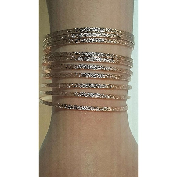 Mia Collection Kim Min Sun Rose Gold Bangle Bracelets - 10 Strand Set New Tags - Picture 2 of 4
